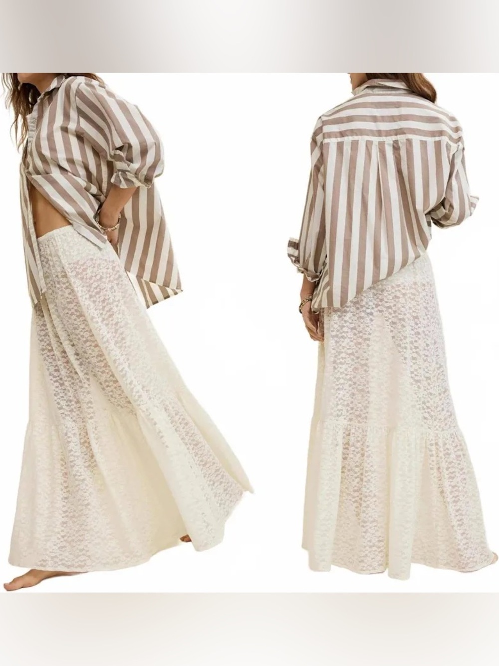 NWT aerie ivory lace, long cover-up, maxi skirt